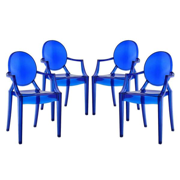 Primewir Casper Dining Armchairs in Blue Polycarbonate, 4PK EEI-1769-BLU